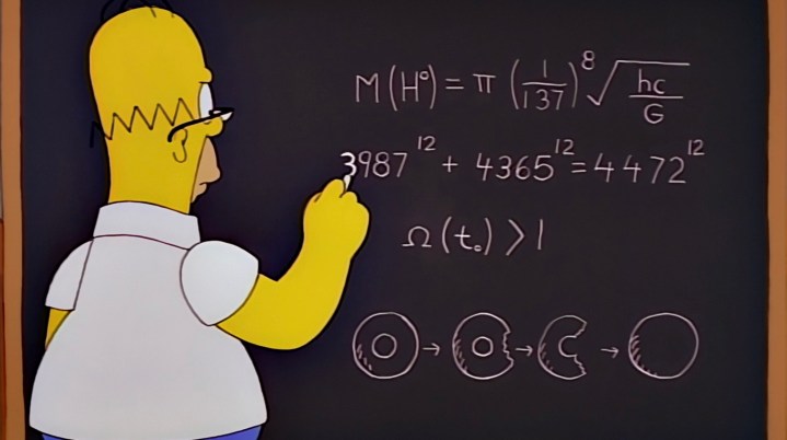 Homer writing on a chalkboard in "The Simpsons."