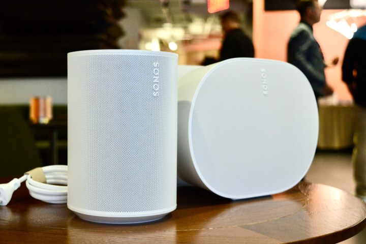 Sonos Era 300 and Era 100 side by side.