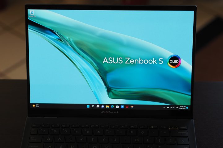 Asus ZenBook S 13 OLED UM5302 front view showing display.