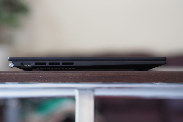 Asus Zenbook 14 OLED left side view showing ports.