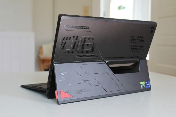 The back of the ROG Flow Z13, showing the markings and branding.