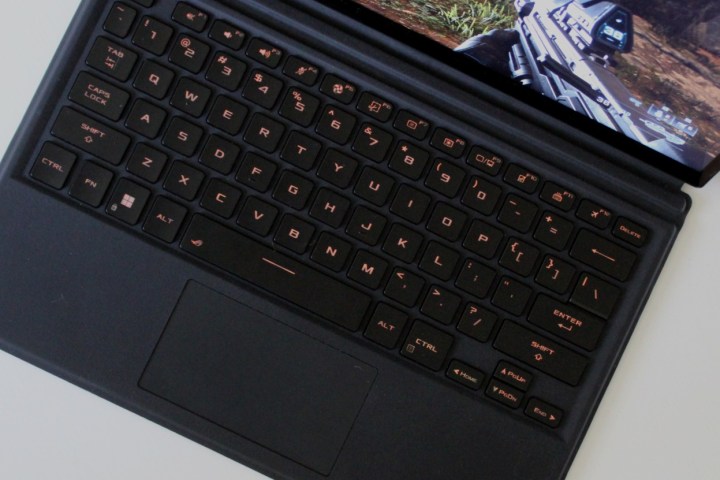 The keyboard and touchpad of the ROG Flow Z13.