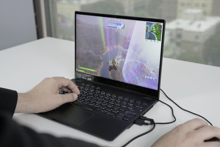 Playing Fortnite on the ROG Flow X13.