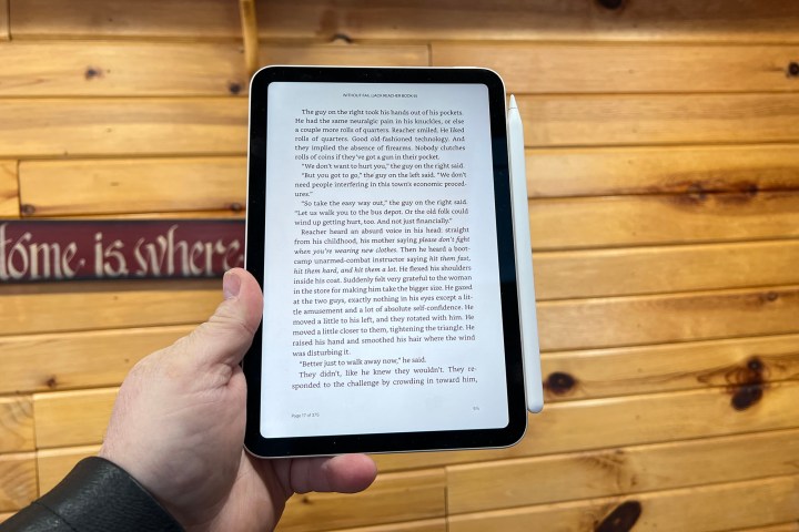 The iPad mini is small enough to easily hold one-handed for reading.