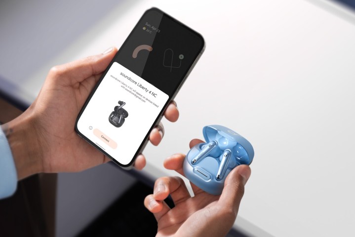 Anker Soundcore Liberty 4 NC being paired to a phone.