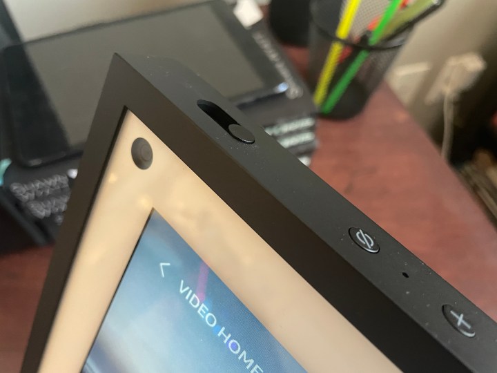 The Echo Show 15 uses a physical privacy shutter. 