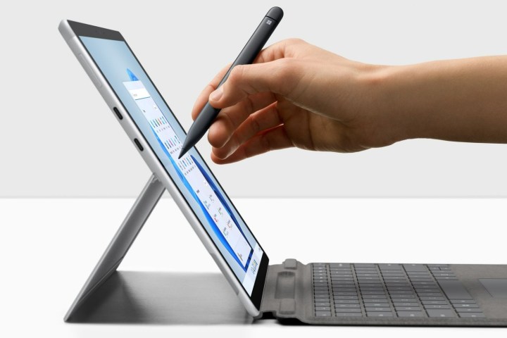 The Surface Pro X used with the Surface Slim Pen 2.