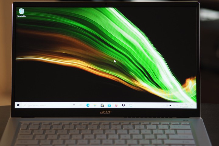 Closeup on the Acer Swift X screen.