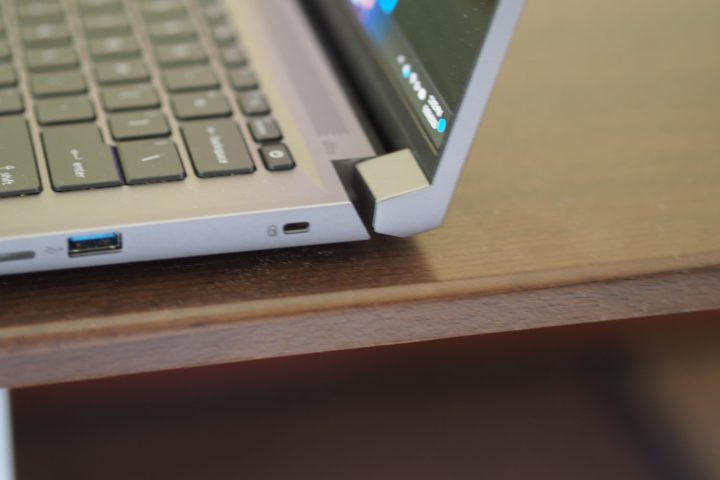 Acer Swift X 14 top down view showing hinge.