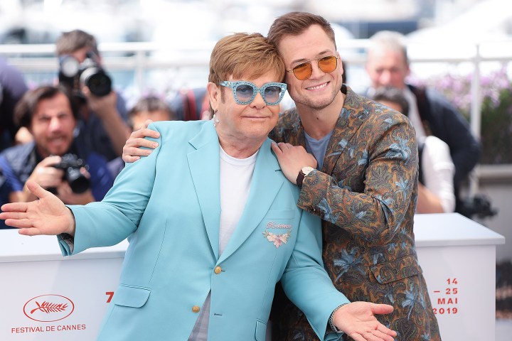 Elton John and Taron Egerton attend the photocall for "Rocketman" during the 72nd annual Cannes Film Festival.