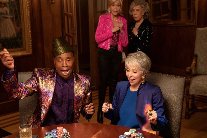 Billy Porter and Rita Moreno sit at a poker table together in 80 for Brady.