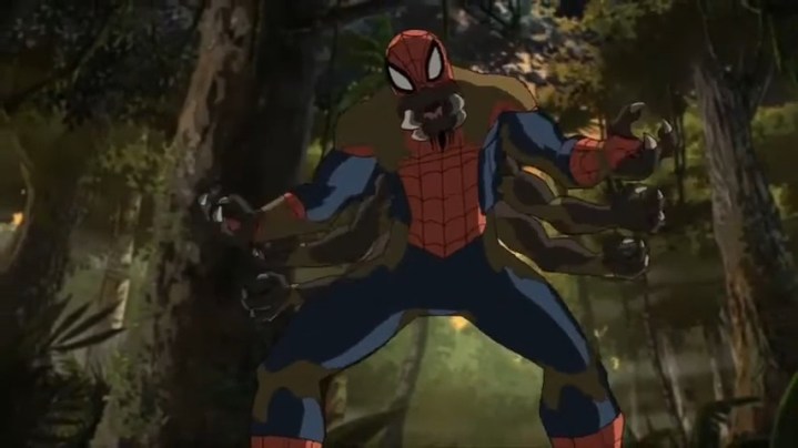Spider-Man with six arms in "Ultimate Spider-Man."