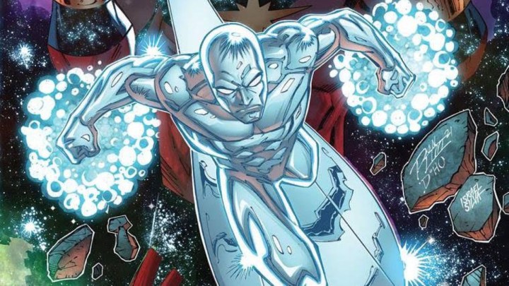 The Silver Surfer soars through space in this image from Marvel Comics.