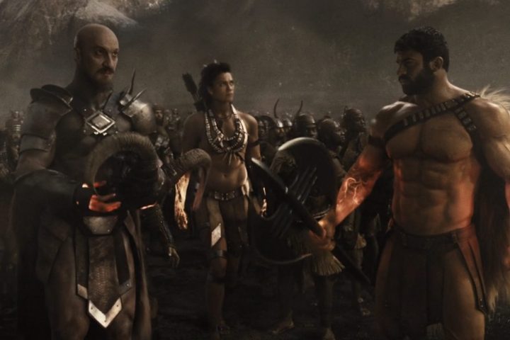 Ares, Artemis, and Zeus in ancient Earth in "Zack Snyder's Justice League."