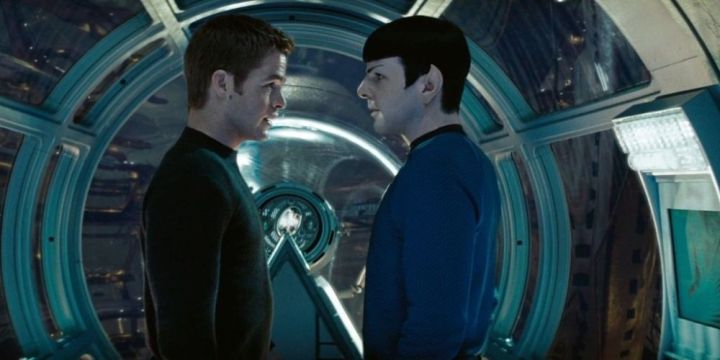 Kirk and Spock have a conversation on the Enterprise