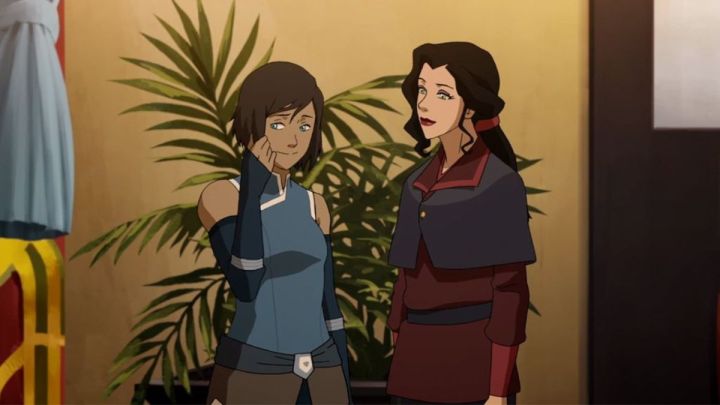 Korra and Asami talking in The Legend of Korra.