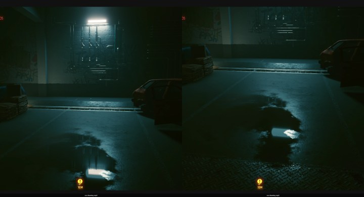 Screen space reflections in Cyberpunk 2077.