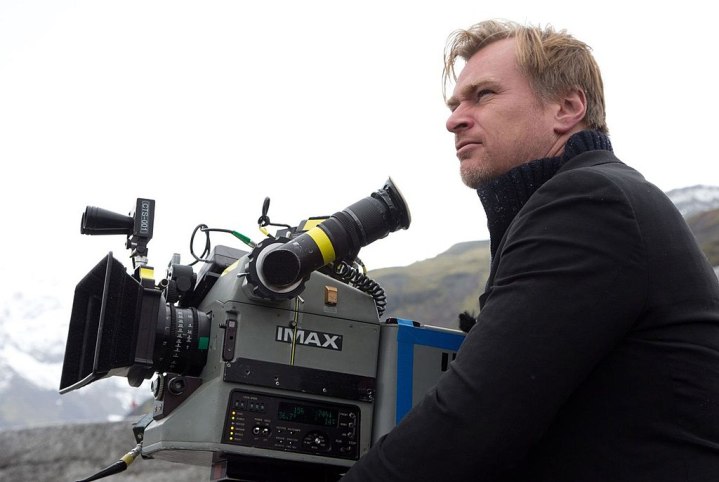 Christopher Nolan with a film camera.