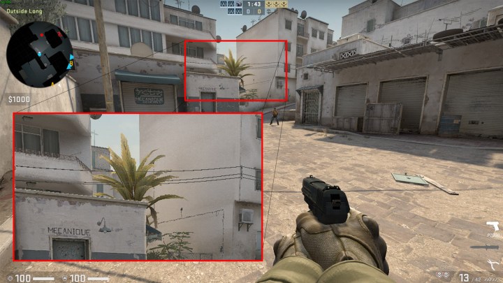 Showing the lack of anti-aliasing in CS:GO.