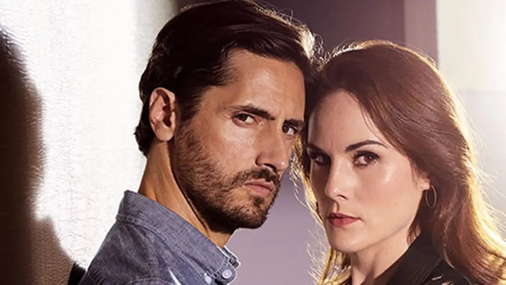 Juan Diego Botto and Michelle Dockery in Good Behavior.