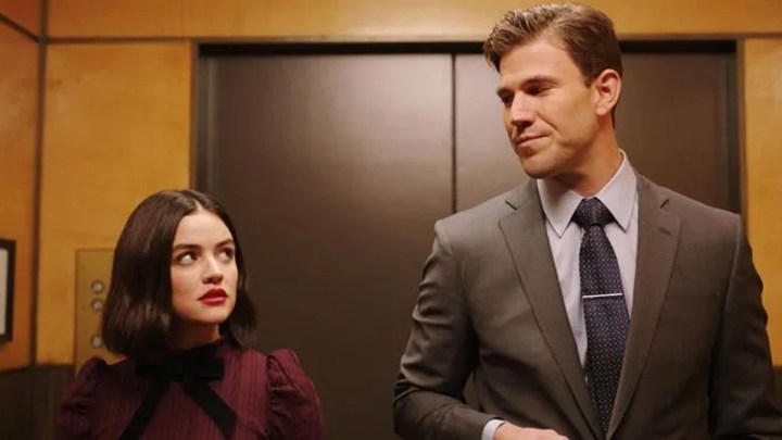 Lucy Hale and Austin Stowell in The Hating Game.