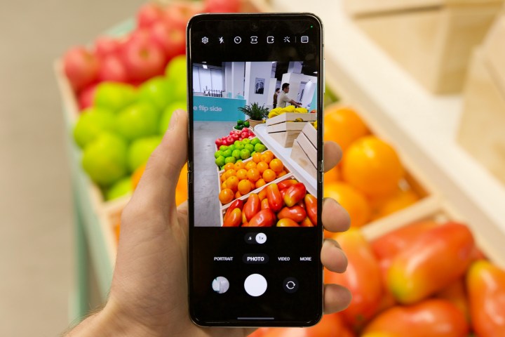 Using the camera app on the Samsung Galaxy Z Flip 5.