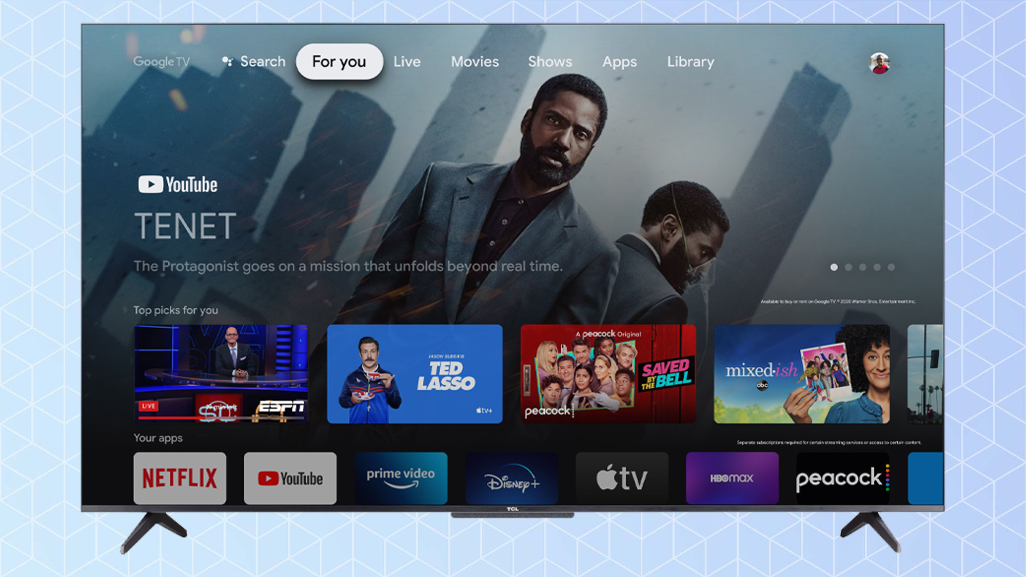 TCL 5-Series Google TV (S546) main screen