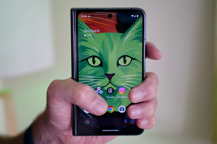 A person holding the Google Pixel Fold.