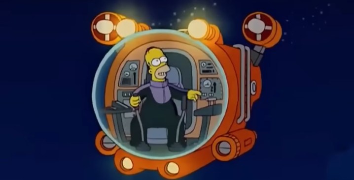 Homer in a submarine in "The Simpsons."