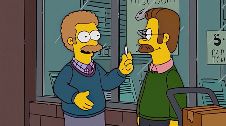 Flanders and his Canadian doppelganger in "The Simpsons."