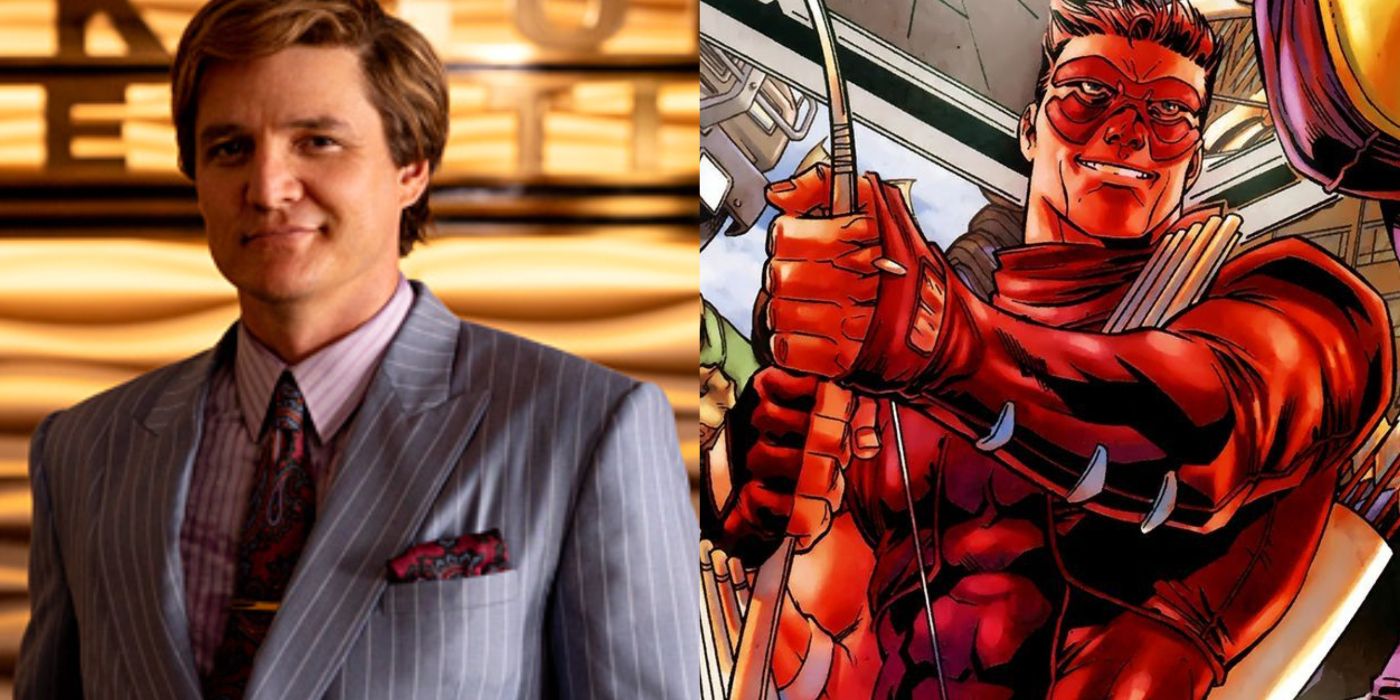 An image of Pedro Pascal as Maxwell Lord next to an image of Marvel villain Trickshot.