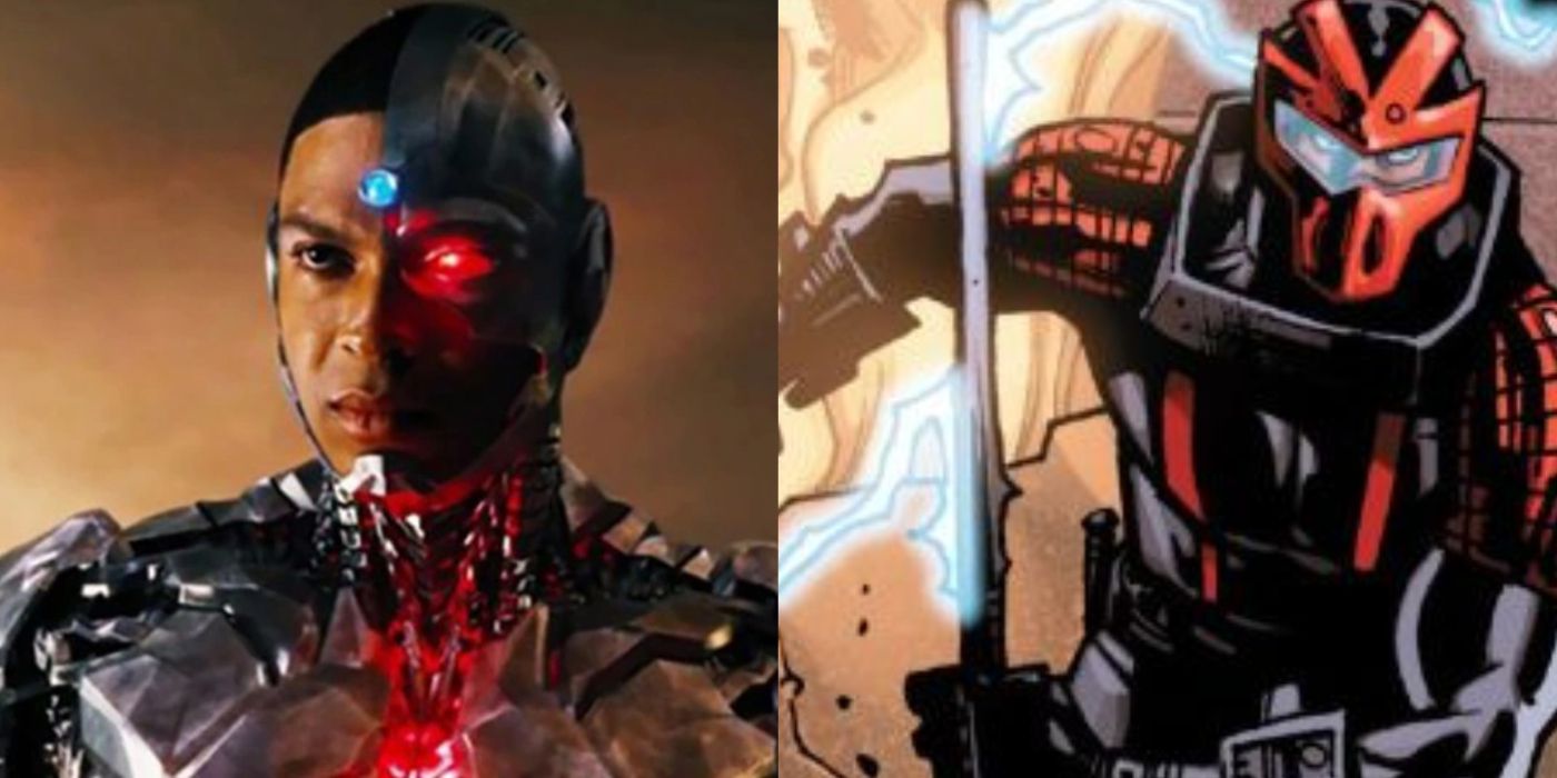 An image of Ray Fisher as Cyborg next to an image of the Marvel hero Night Thrasher.