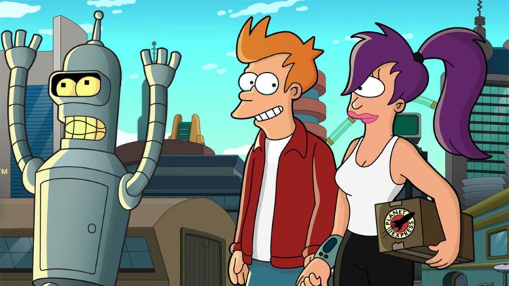 Bender, Fry, and Leela in Futurama.