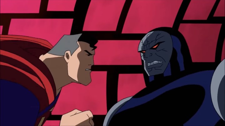 Superman fighting Darkseid in "Justice League."