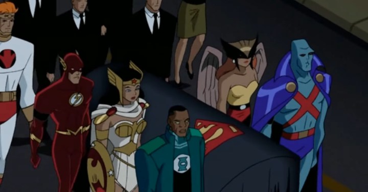 The Justice League at Superman's funeral in "Justice League."