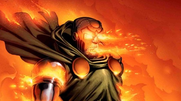 Dr. Doom on fire