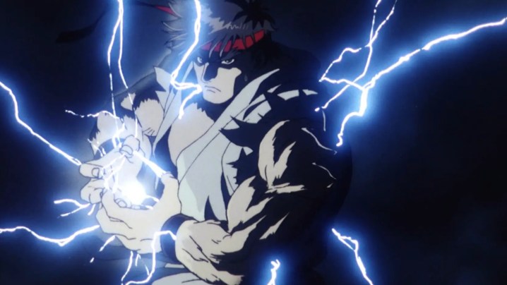 Ryu charging a Hadouken in Street Fighter II: The Animated Movie.