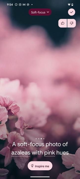 Google Pixel 8 Pro AI generated wallpaper soft-focus of pink azaleas.