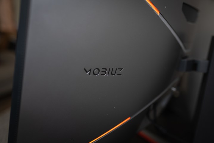 Mobiuz logo on the rear of the BenQ EX3410R monitor.