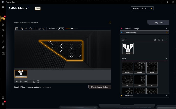 AniMe settings in Asus Armoury Crate.