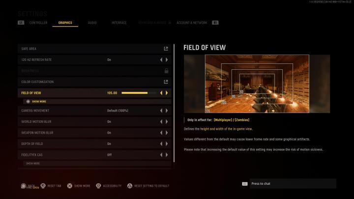 FOV slider in Call of Duty: Vanguard.