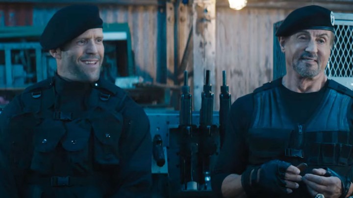 Jason Statham and Sylvester Stallone in The Expendables.