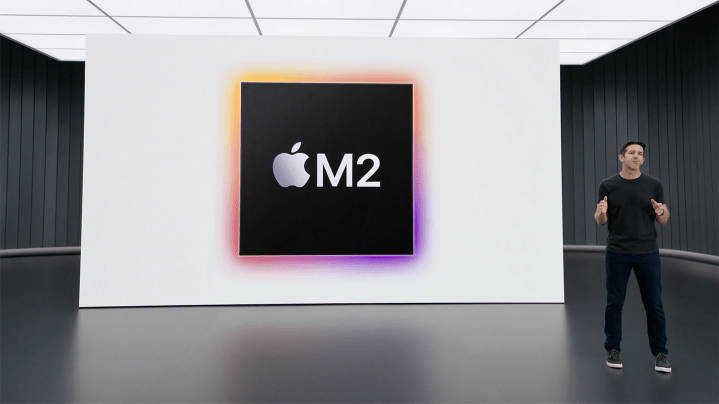 The M2 chip, featured in the WWDC keynote from Apple.