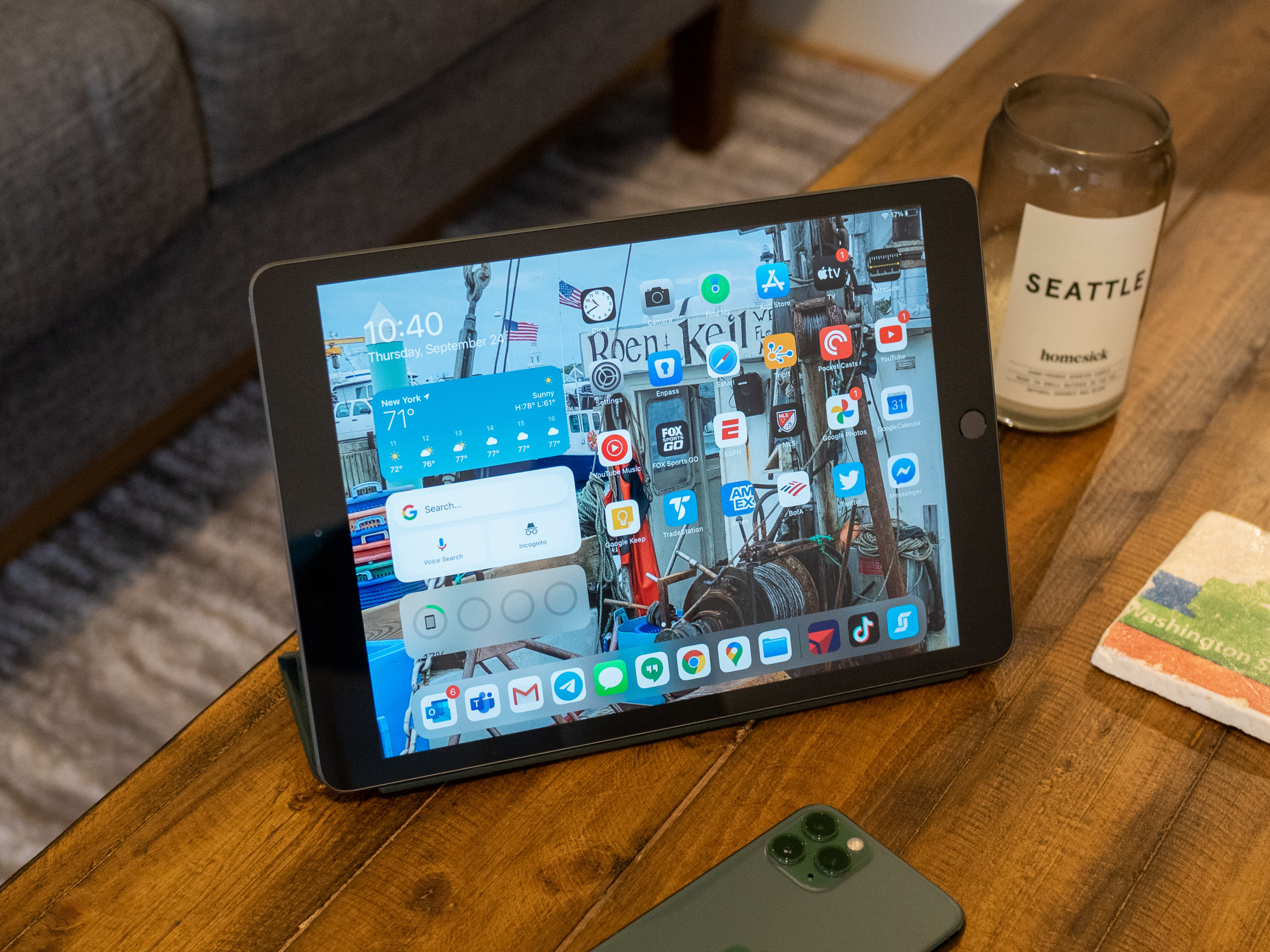 iPad (2020) on table.