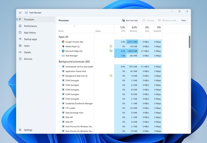 Task Manager in Windows 11.