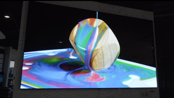 LG 97-inch G2 OLED with colorfol paint on screen
