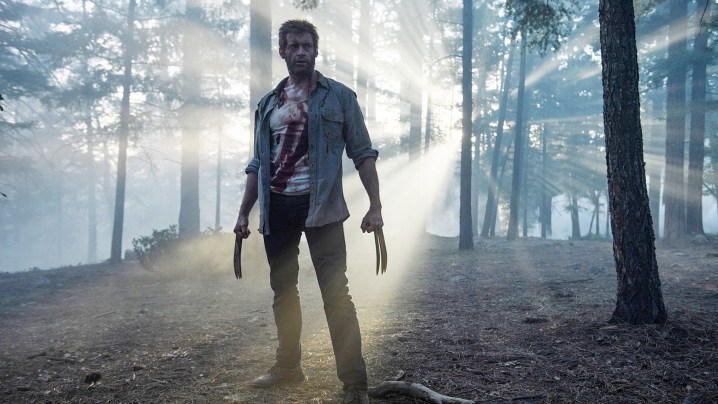 Hugh Jackman as Logan in forest in Logan.